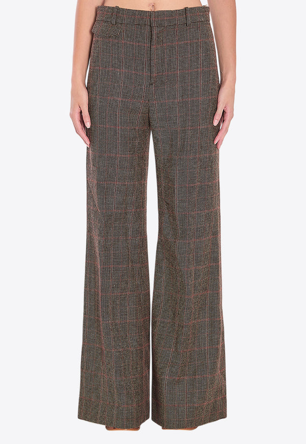 Chloé High-Rise Checked Flared Pants Brown CH25APA06097--93C
