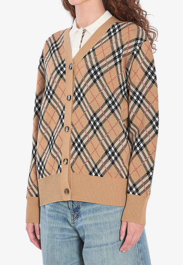 Burberry Checked Button-Up Cardigan Beige 8110579--C1309