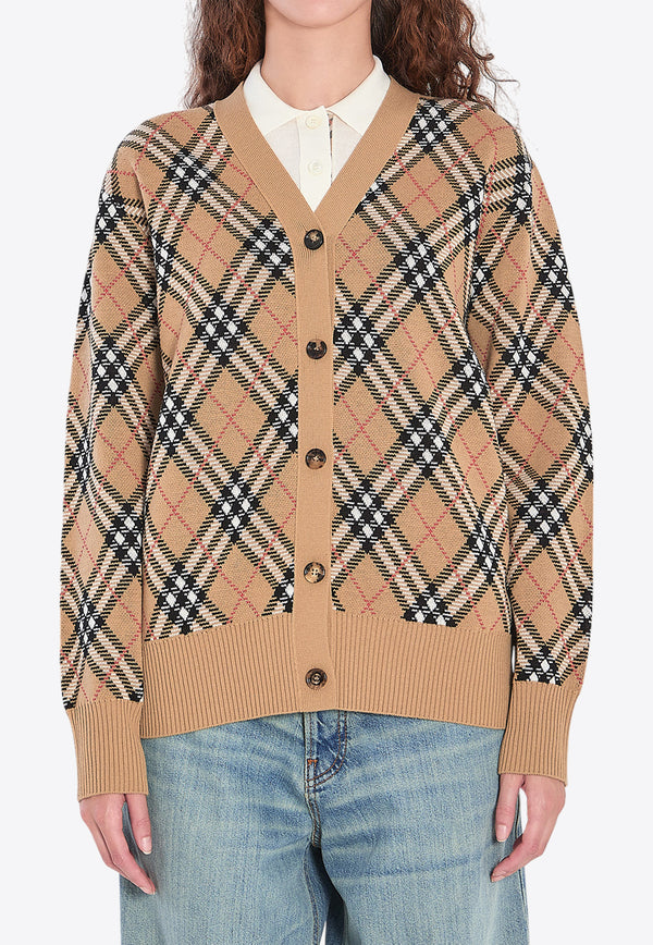 Burberry Checked Button-Up Cardigan Beige 8110579--C1309