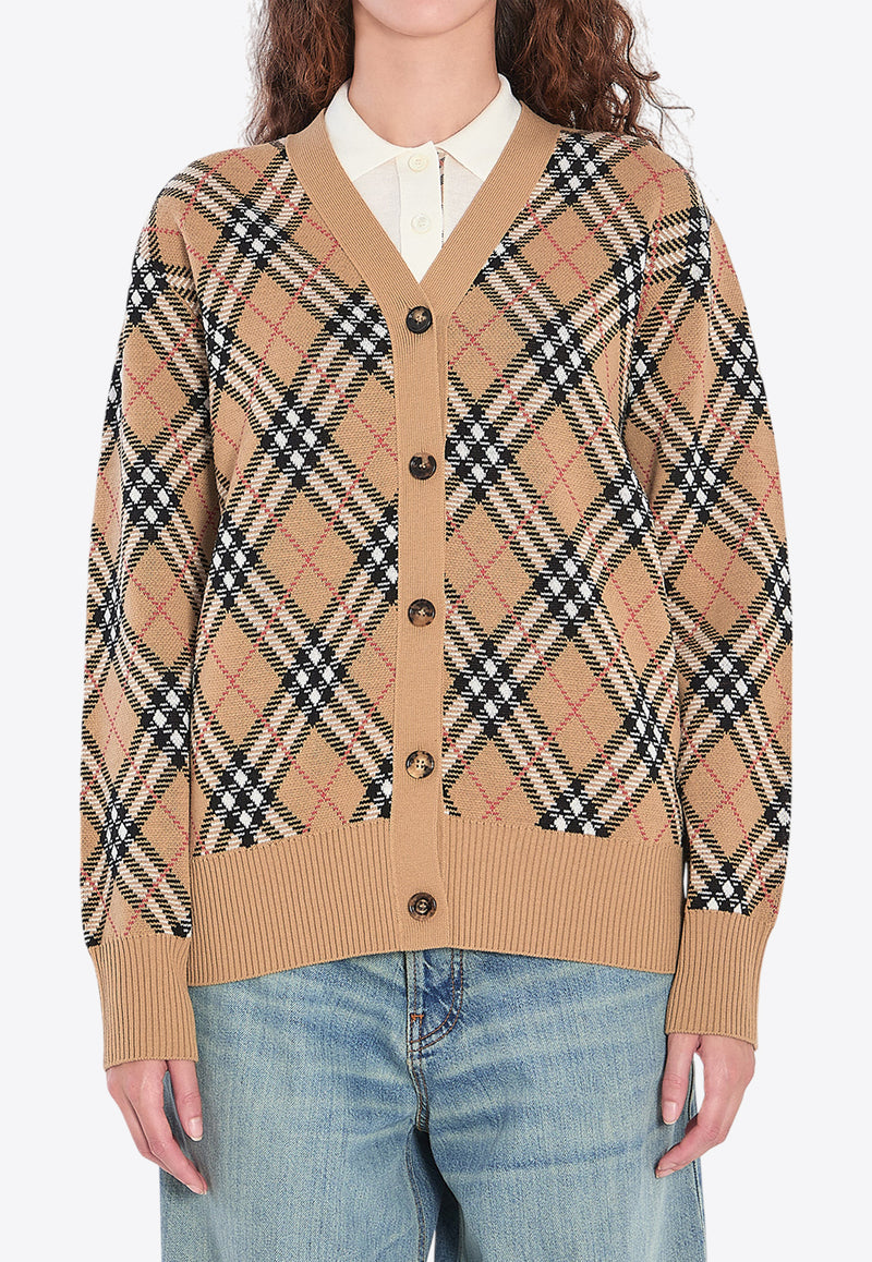 Burberry Checked Button-Up Cardigan Beige 8110579--C1309