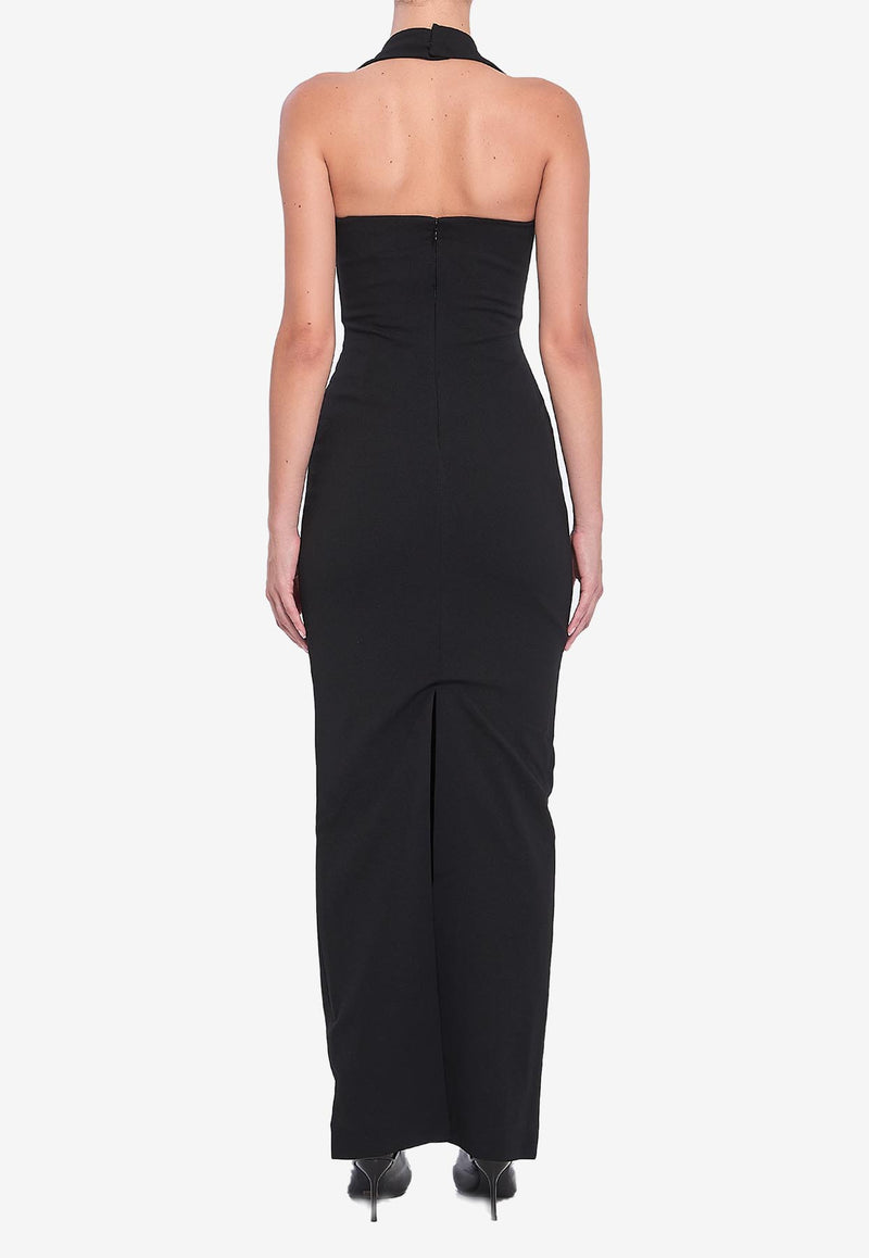 Solace London Ilona Halterneck Maxi Dress Black OS44047--BLACK