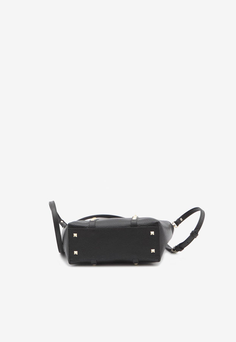 Valentino Small Rockstud Leather Shoulder Bag Black 7W2B0R05-VSF-0NO