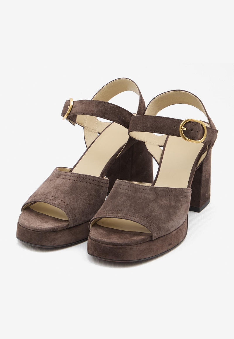 Valentino Fawcette 100 Suede Platform Sandals Brown 7W2S0MI1-DHU-0TO