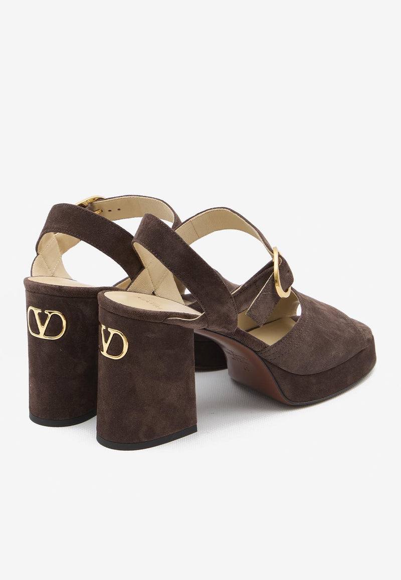 Valentino Fawcette 100 Suede Platform Sandals Brown 7W2S0MI1-DHU-0TO