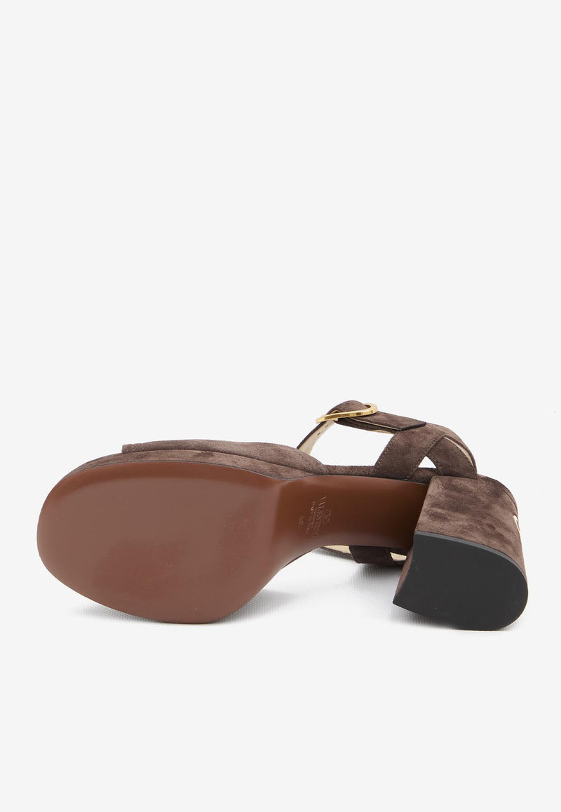 Valentino Fawcette 100 Suede Platform Sandals Brown 7W2S0MI1-DHU-0TO