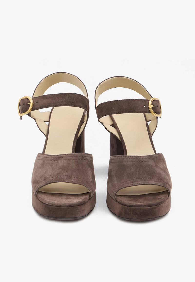 Valentino Fawcette 100 Suede Platform Sandals Brown 7W2S0MI1-DHU-0TO