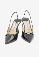 Jimmy Choo Amita 85 Patent Leather Slingback Pumps Black AMITA85-PTZ-BLACK