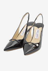 Jimmy Choo Amita 85 Patent Leather Slingback Pumps Black AMITA85-PTZ-BLACK