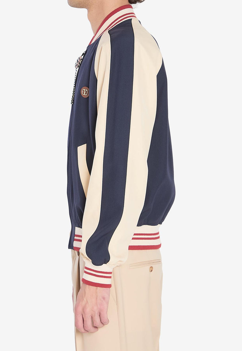 Valentino Le Chat Maison Zip-Up Bomber Jacket Blue 7V3CIP63-AWS-DYB