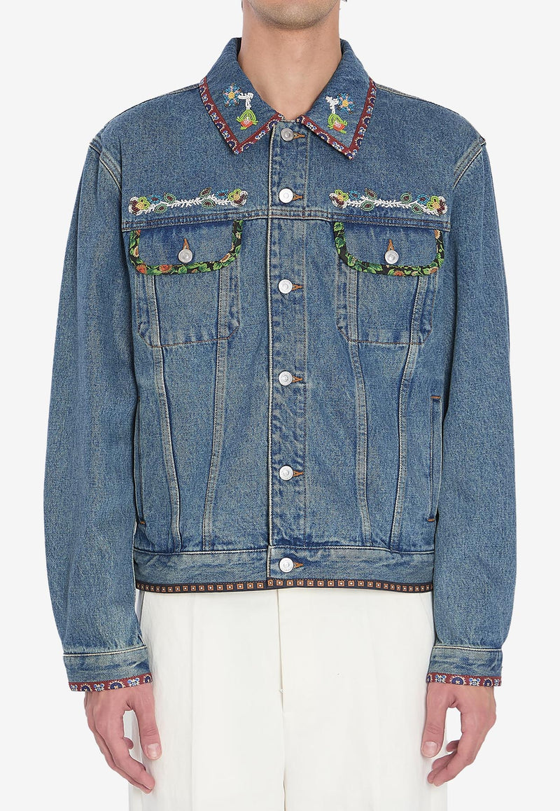 Valentino Beaded Denim Jacket Blue 7V3DC04Q-B0W-558