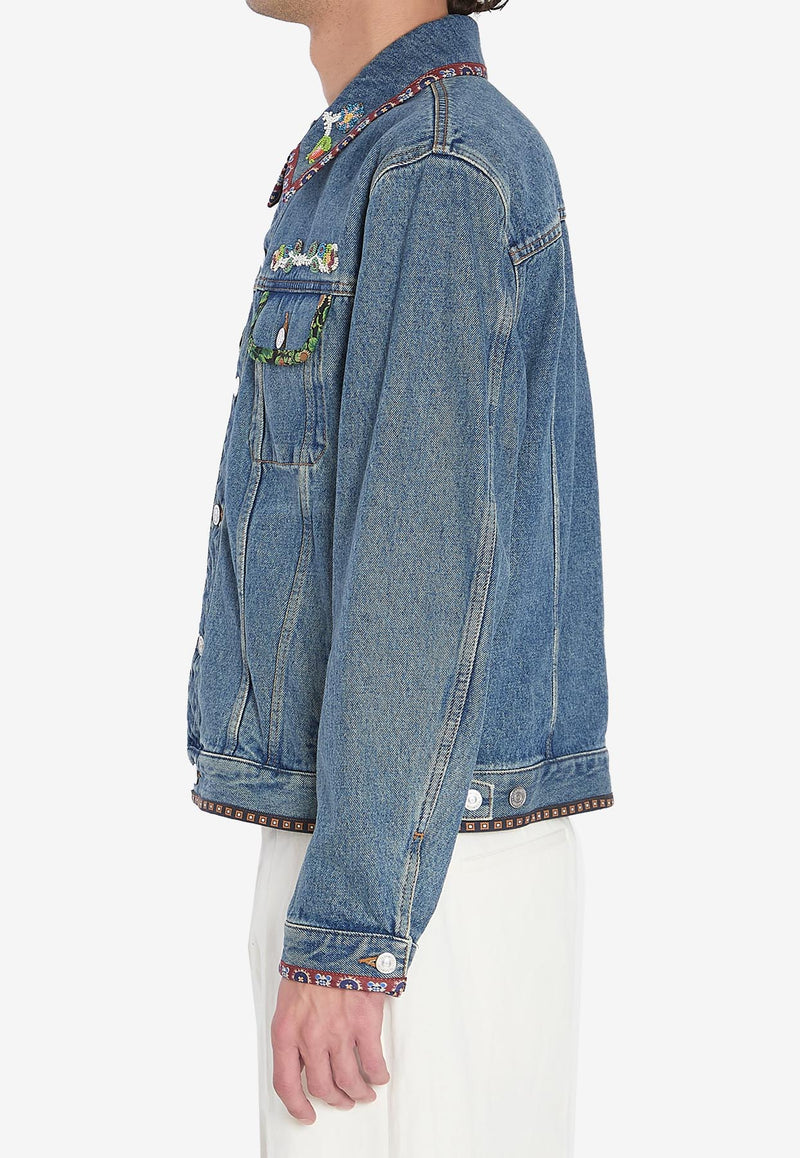 Valentino Beaded Denim Jacket Blue 7V3DC04Q-B0W-558