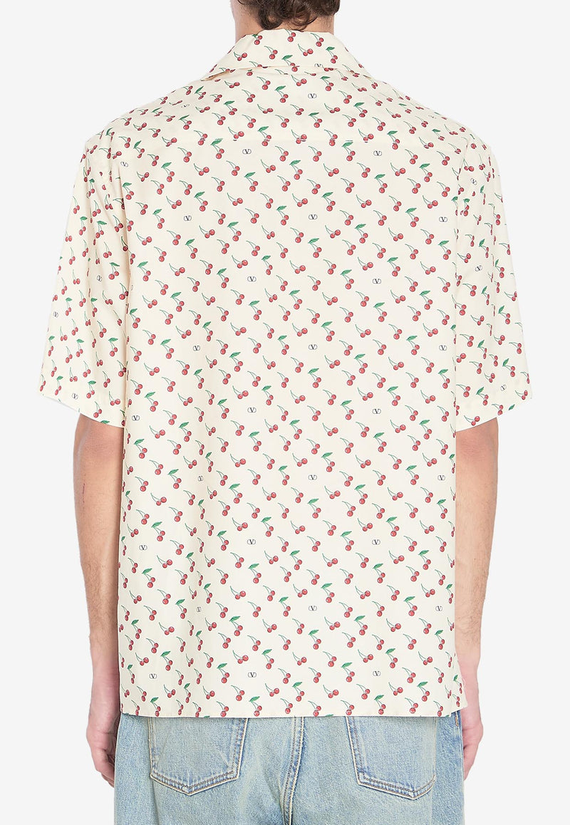 Valentino Cherryfic Print Short-Sleeved Shirt Cream 7V3AA111-B0B-BMY