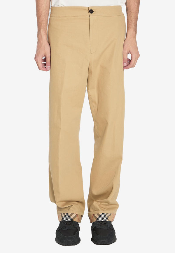 Burberry Turn-Up Pants with EKD-Motif Beige 8111203--C2981