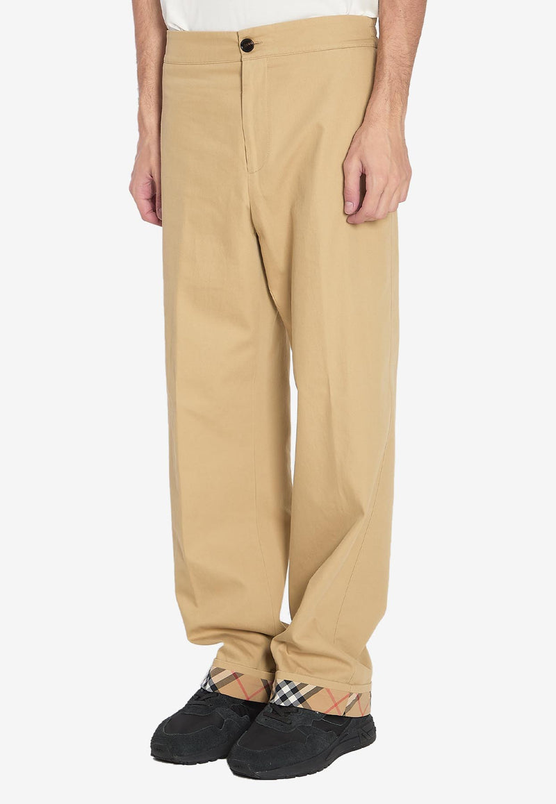 Burberry Turn-Up Pants with EKD-Motif Beige 8111203--C2981
