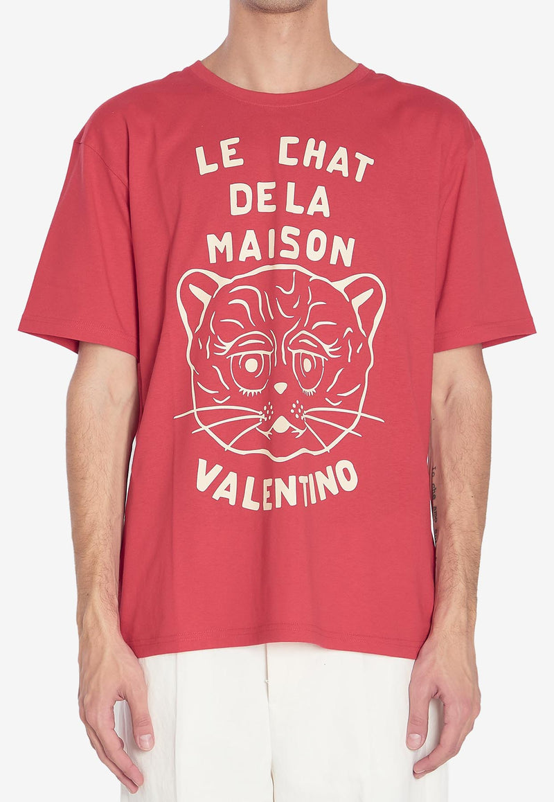 Valentino Chat De La Maison Printed T-shirt Red 7V3MG16P-B32-BR3