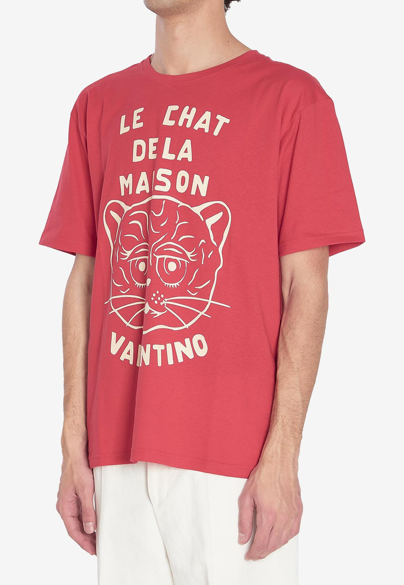 Valentino Chat De La Maison Printed T-shirt Red 7V3MG16P-B32-BR3