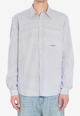 Valentino Striped Shirt With Embroidered Logo Light Blue 7V3ABS77-B2Q-129