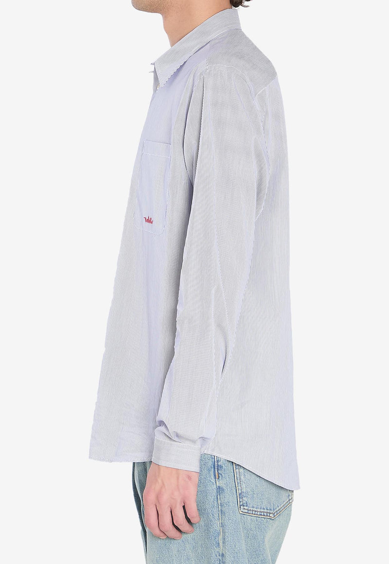 Valentino Striped Shirt With Embroidered Logo Light Blue 7V3ABS77-B2Q-129