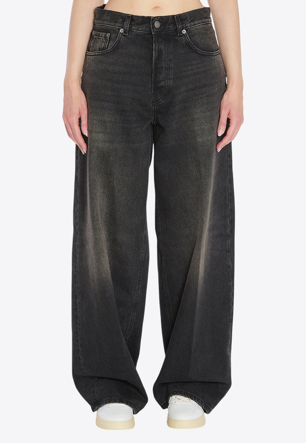 Haikure Bethany Wide-Leg Faded Jeans Black HEW03296-DF119-L0893