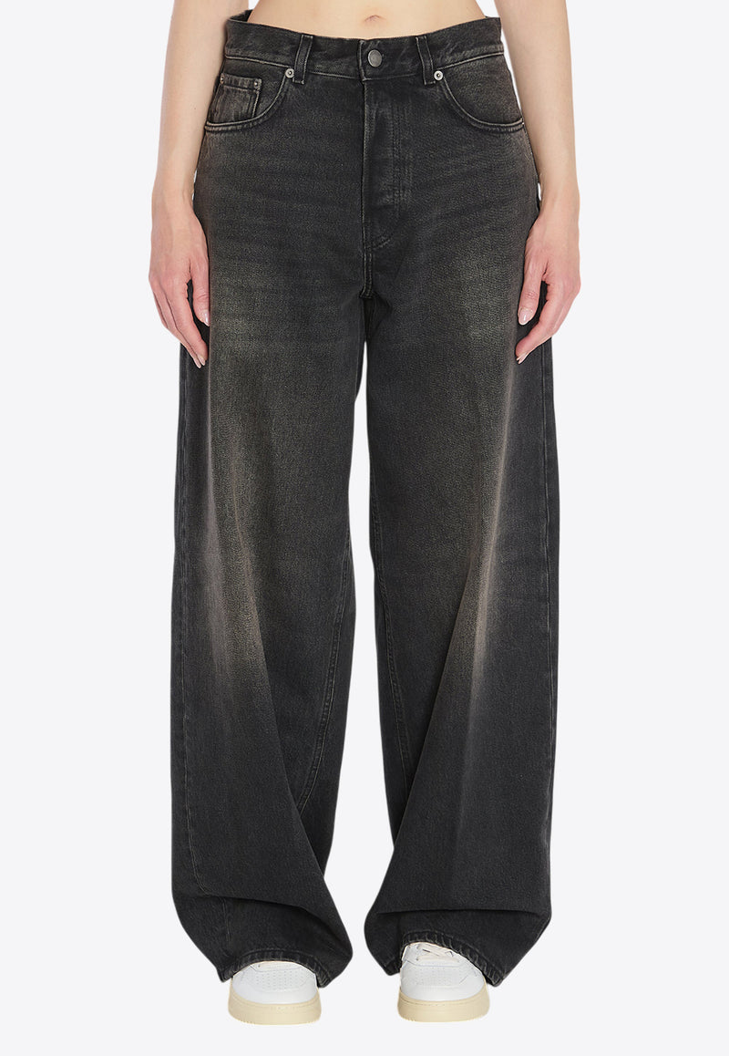 Haikure Bethany Wide-Leg Faded Jeans Black HEW03296-DF119-L0893