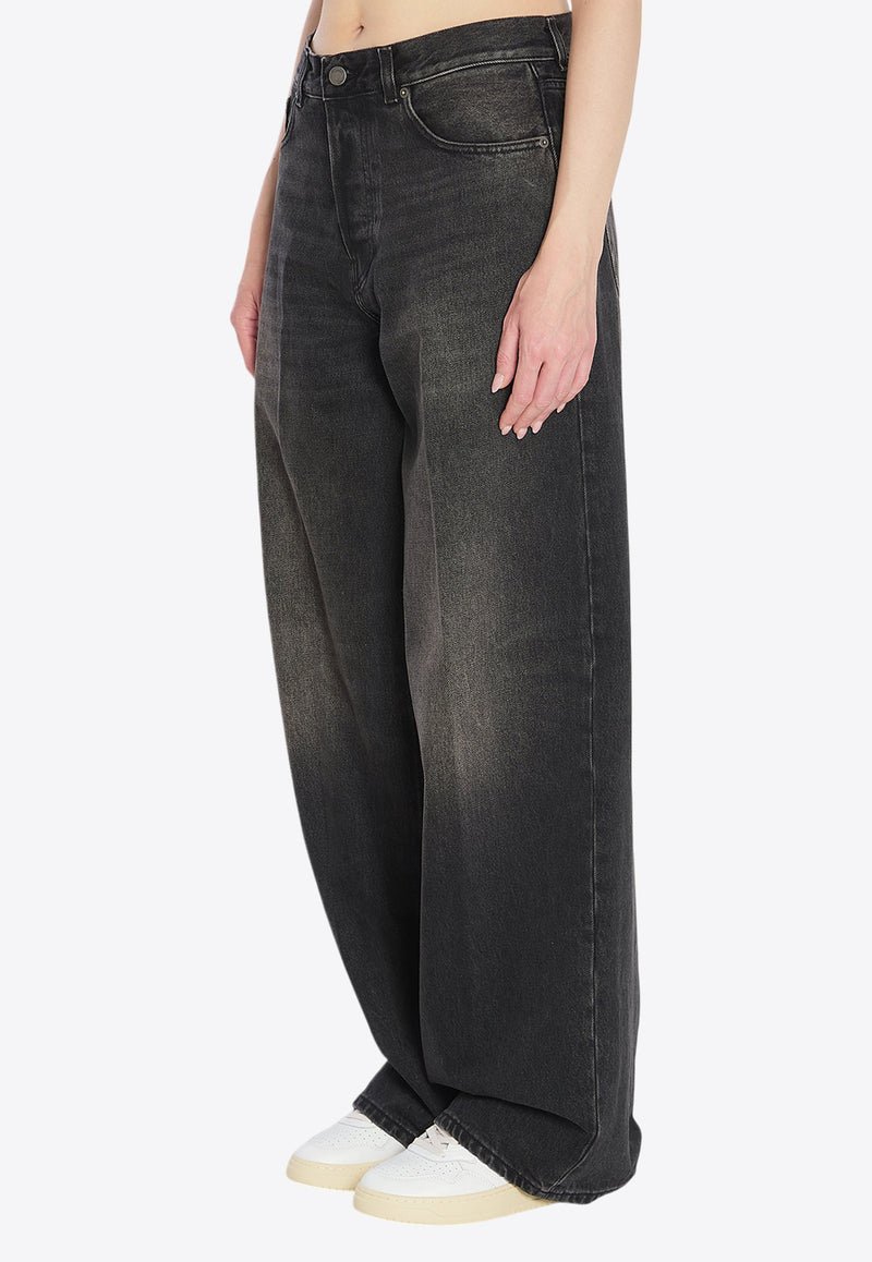 Haikure Bethany Wide-Leg Faded Jeans Black HEW03296-DF119-L0893