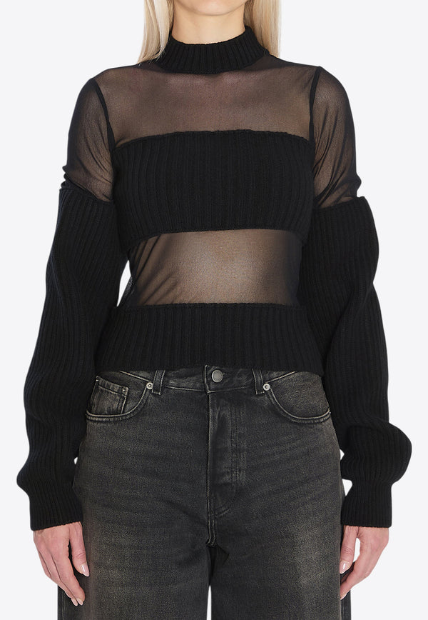 Jean Paul Gaultier Sheer-Effect Paneled Top Black W-PO016-K002-00
