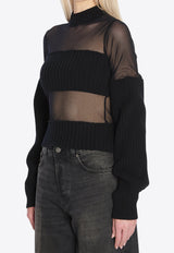 Jean Paul Gaultier Sheer-Effect Paneled Top Black W-PO016-K002-00