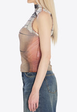 Jean Paul Gaultier Fire Print High-Neck Top Multicolor W-TO307-M003P-150100