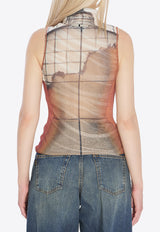 Jean Paul Gaultier Fire Print High-Neck Top Multicolor W-TO307-M003P-150100