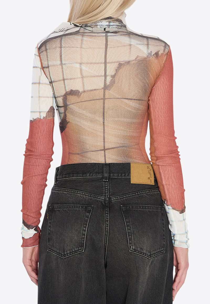 Jean Paul Gaultier Fire Print High-Neck Top Multicolor W-TO308-M003P-150100