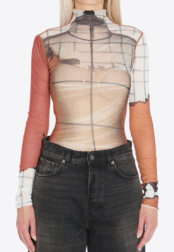 Jean Paul Gaultier Fire Print High-Neck Top Multicolor W-TO308-M003P-150100