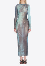 Jean Paul Gaultier Water Print Maxi Dress  Blue W-DR027-M004P-5557