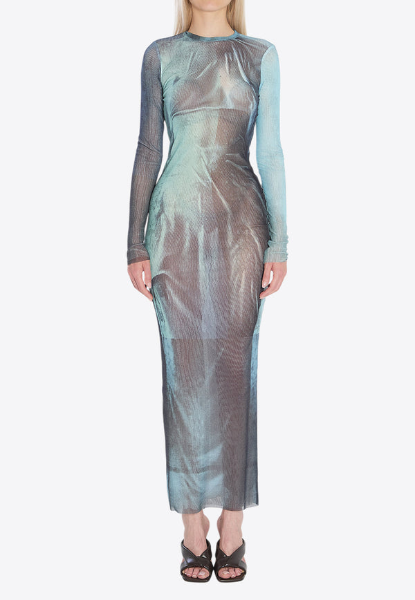 Jean Paul Gaultier Water Print Maxi Dress  Blue W-DR027-M004P-5557