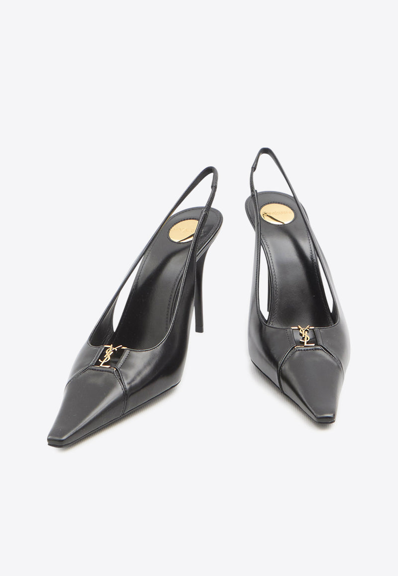 Saint Laurent Babylone Breteuil 90 Slingback Pumps Black 806685-AAESX-1000