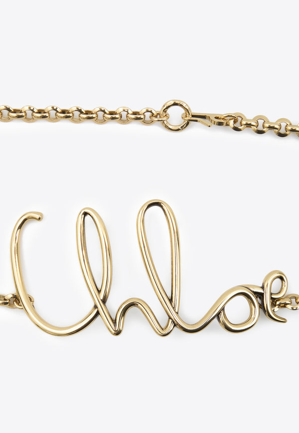Chloé Iconic Logo Lettering Chain Belt  Gold CHC24AC068CB7--9DC
