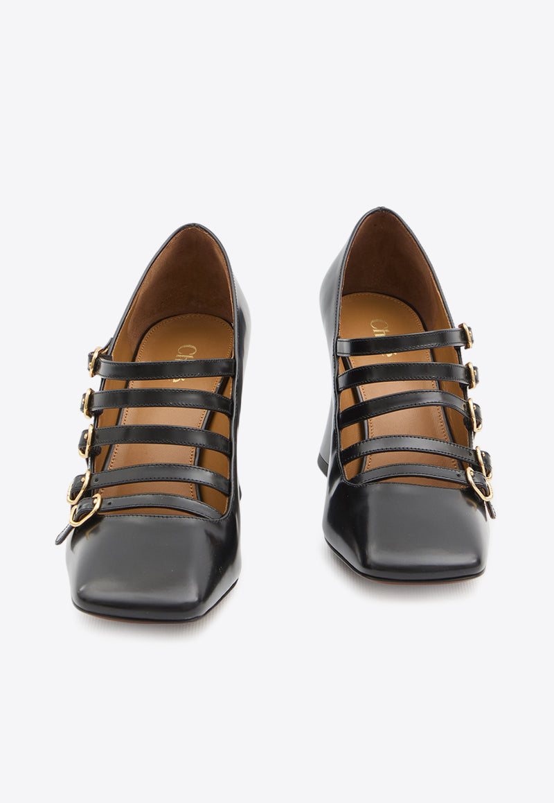 Chloé Janis 80 Calf Leather Pumps  Black CHC25A11COL--001