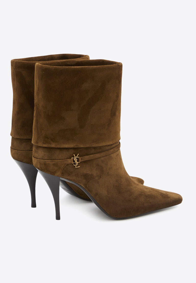 Saint Laurent Niki 90 Suede Ankle Boots Camel 801393-0LI00-2701