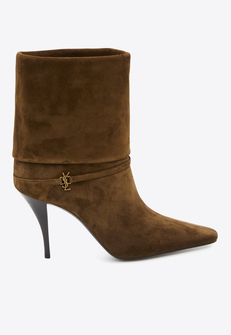 Saint Laurent Niki 90 Suede Ankle Boots Camel 801393-0LI00-2701