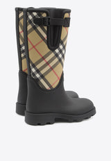 Burberry Checked Rain Boots  Black 8111677--A1189