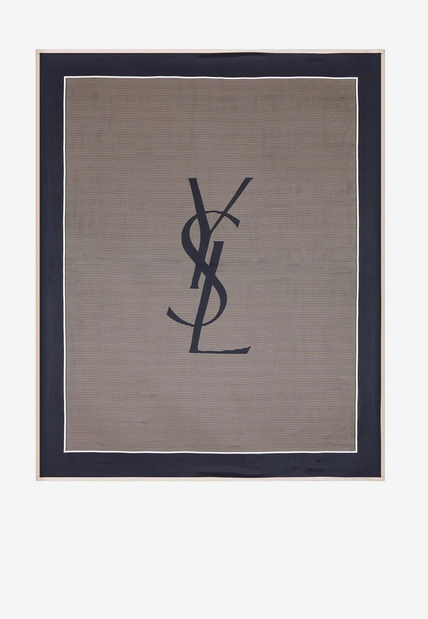 Saint Laurent Cassandre Striped Scarf Blue 822138-3Y039-4178