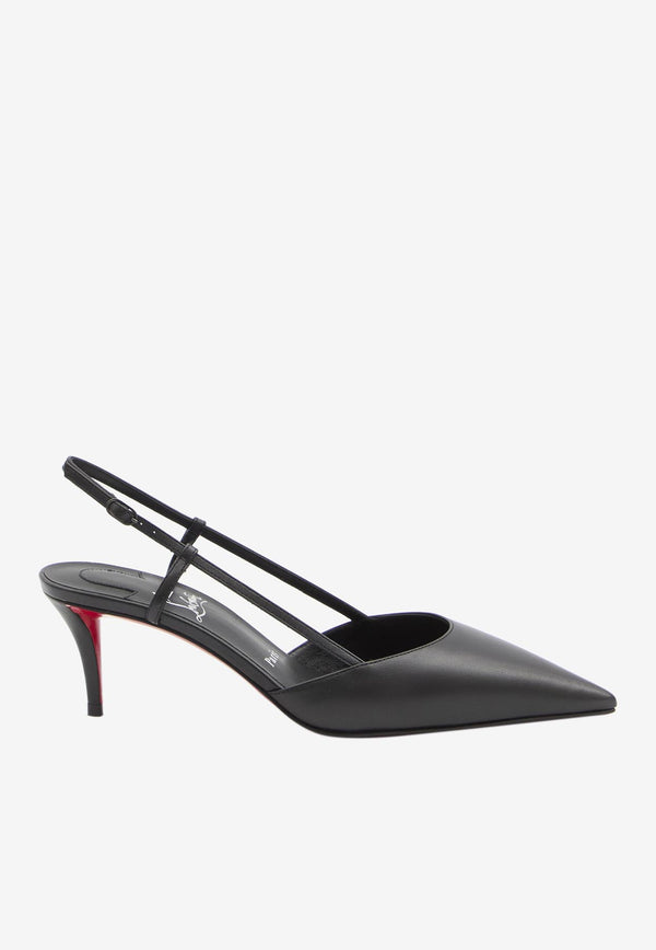 Christian Louboutin Miss Z 60 Leather Slingback Pumps Black 3250141-B439-BLACK