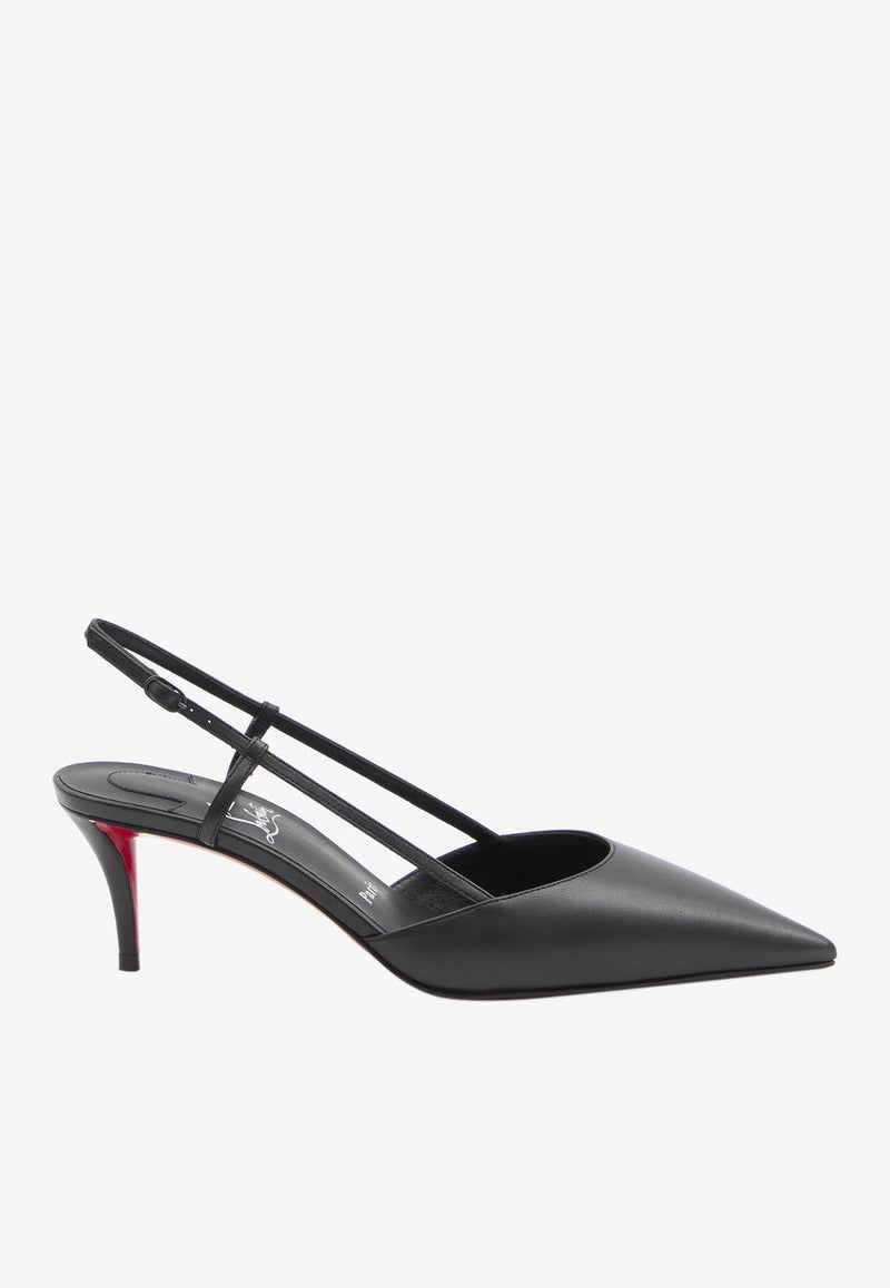 Christian Louboutin Miss Z 60 Leather Slingback Pumps Black 3250141-B439-BLACK