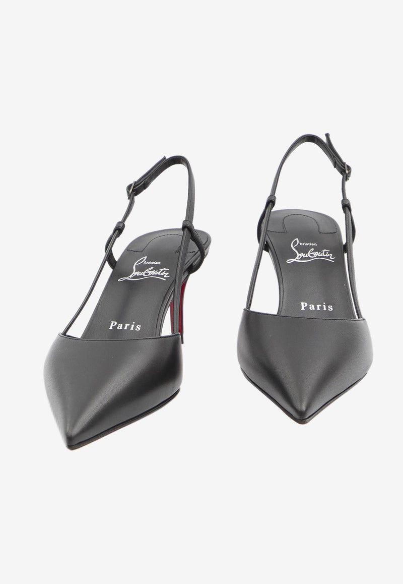Christian Louboutin Miss Z 60 Leather Slingback Pumps Black 3250141-B439-BLACK