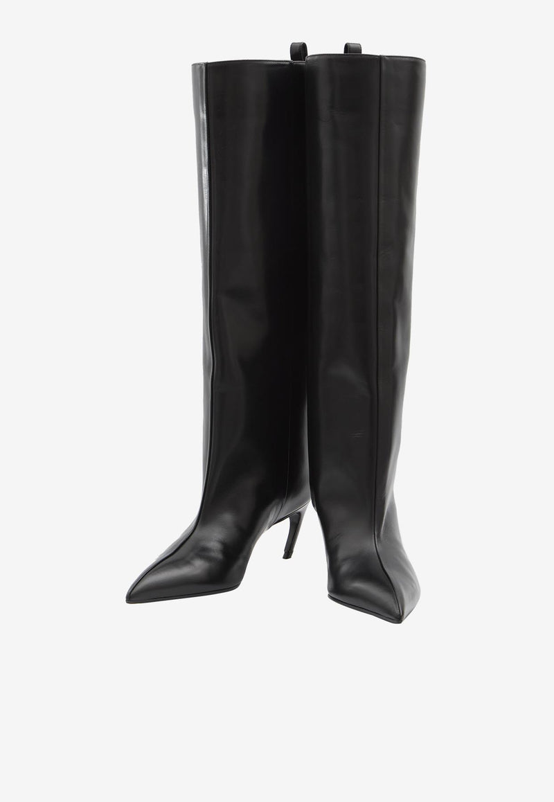 The Attico Lea 65 Knee-High Calf Leather Boots Black 251WSH00879-019AA-100