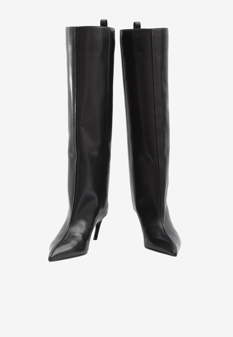 The Attico Lea 65 Knee-High Calf Leather Boots Black 251WSH00879-019AA-100