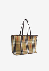 Burberry Medium Highlands Checked Tote Bag Beige 8112222--B9368