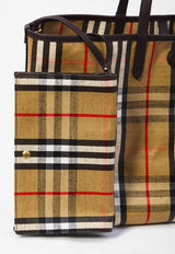 Burberry Medium Highlands Checked Tote Bag Beige 8112222--B9368