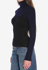 Jean Paul Gaultier High-Neck Ribbed Knit Sweater Black W-PO005-K001-5900