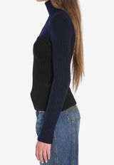Jean Paul Gaultier High-Neck Ribbed Knit Sweater Black W-PO005-K001-5900