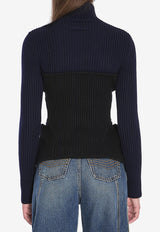 Jean Paul Gaultier High-Neck Ribbed Knit Sweater Black W-PO005-K001-5900